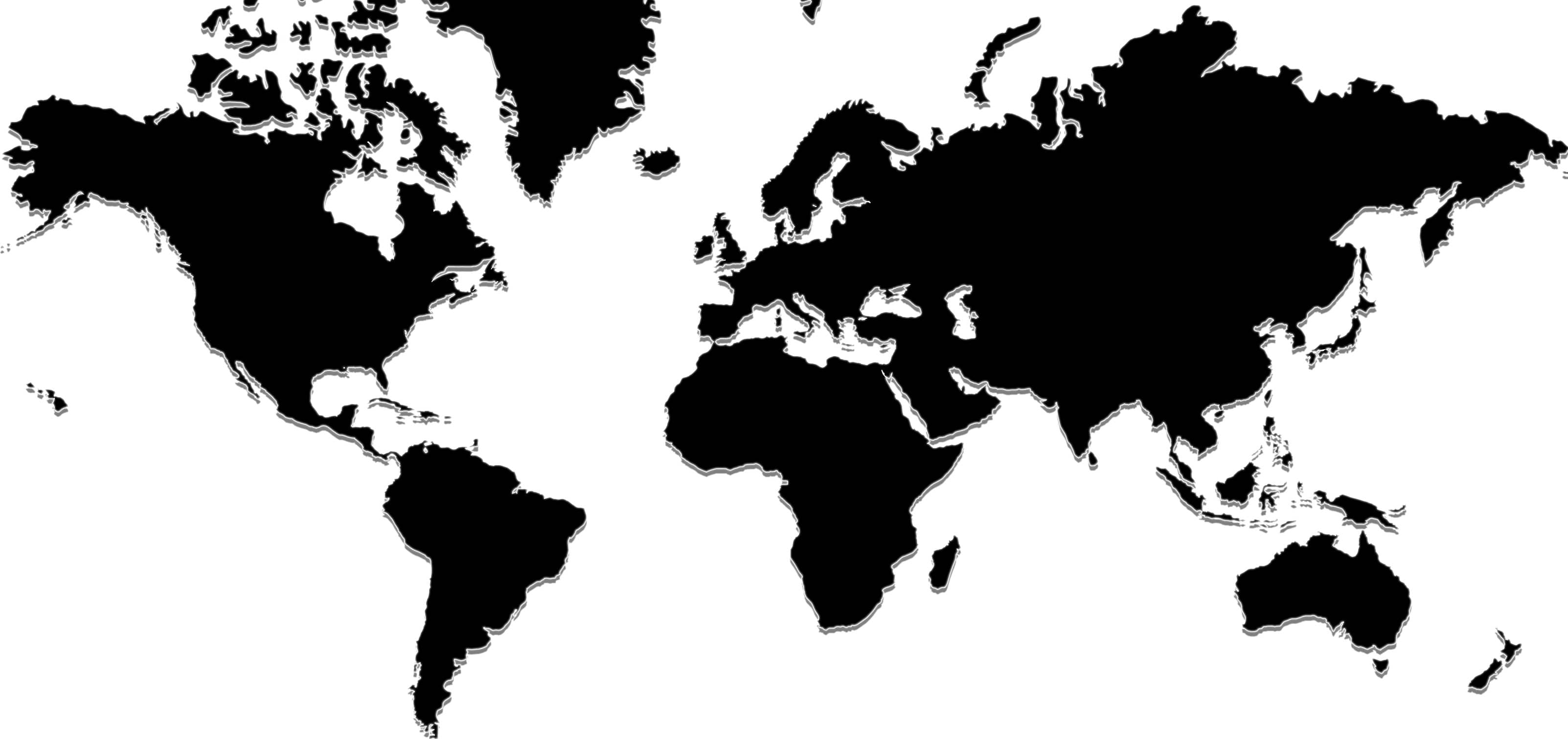 black and white map of world